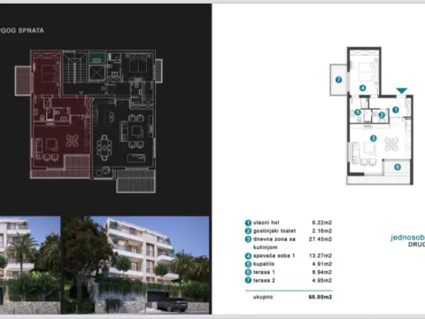 Sale, one bedroom apartment, 66m², Opatovo, Tivat - image 3