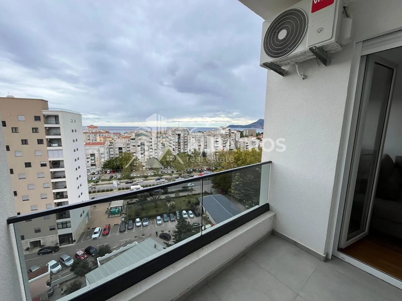 View of the city and the sea from the terrace.