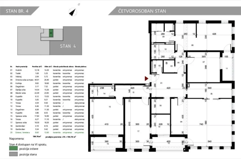 Prodaja, četvorosoban stan, 195m², Centar, Podgorica
