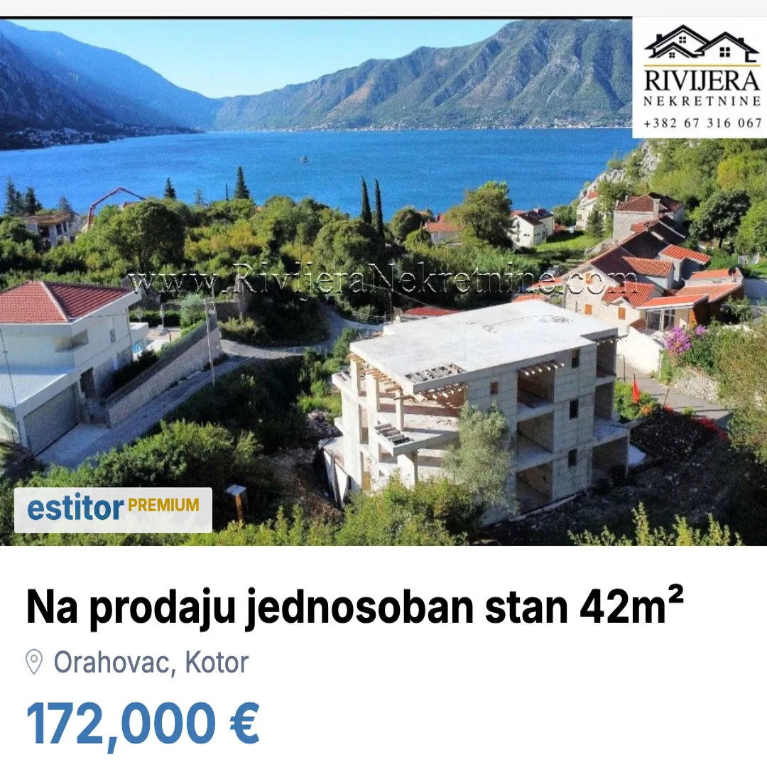 Prodaja, jednosoban stan, 42m², Orahovac, Kotor