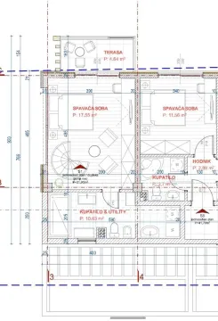 Arhitektonski plan osnove stana sa rasporedom prostorija i dimenzijama. - image 4