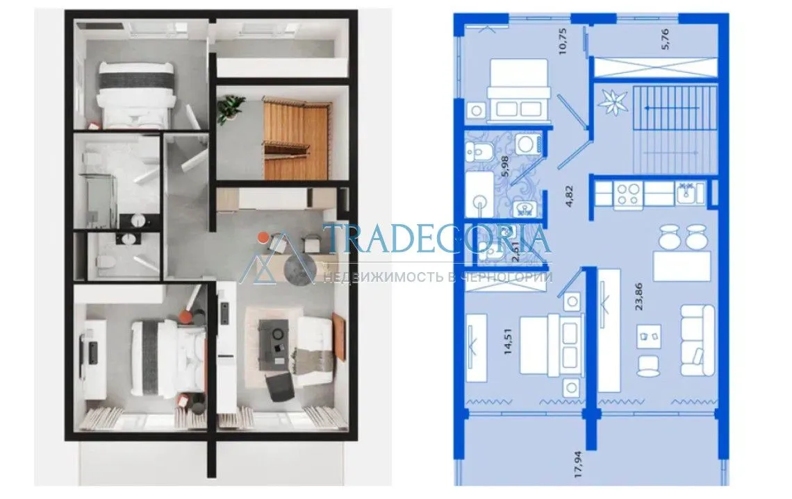 Prodaja, dvosoban stan, 86m², Tivat, Crna Gora