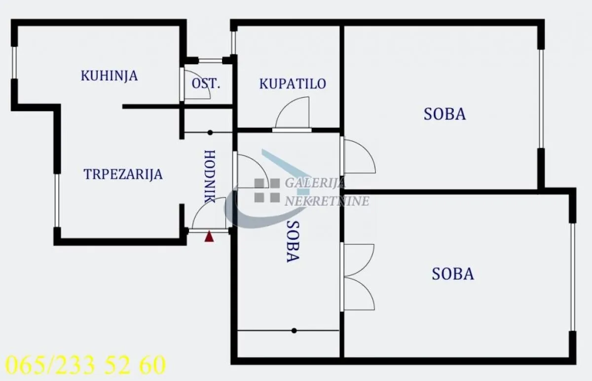 Sale, three bedroom apartment, 72m², Zeleni Venac, Beograd