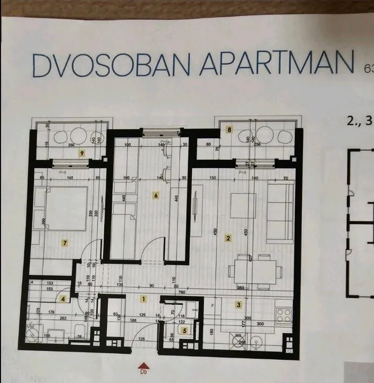 Prodaja, dvosoban stan, 64m², Zabjelo, Podgorica