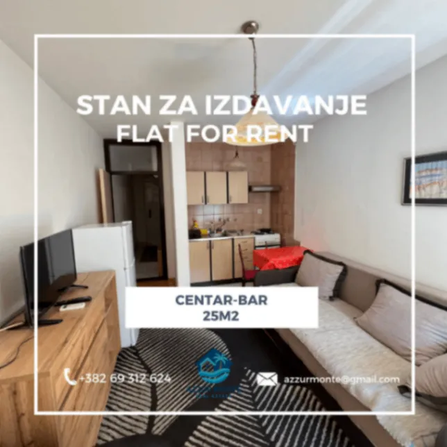 Izdavanje, garsonjera, 25m², Centar, Bar