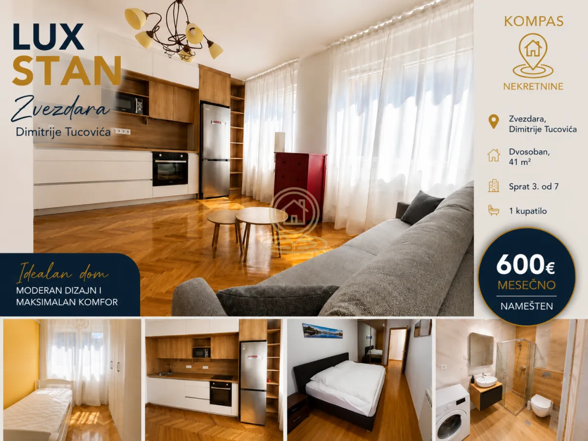 Rent, two bedroom apartment, 41m², Zvezdara Sve Podlokacije, Beograd