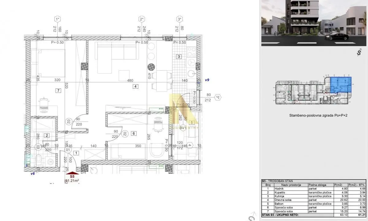 Prodaja, jednosoban stan, 45m², Bulevar patrijarha Pavla, Novi Sad Sve Podlokacije