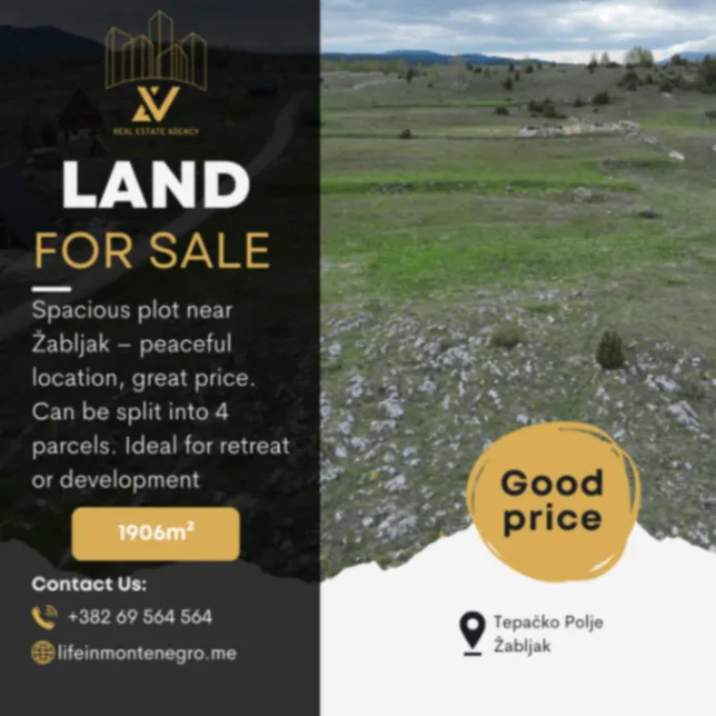 Prodaja, plac, 1096m², Tepačko polje, Žabljak