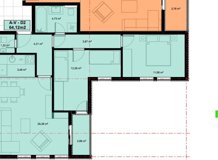 Prodaja, dvosoban stan, 64m², Stari Aerodrom, Podgorica