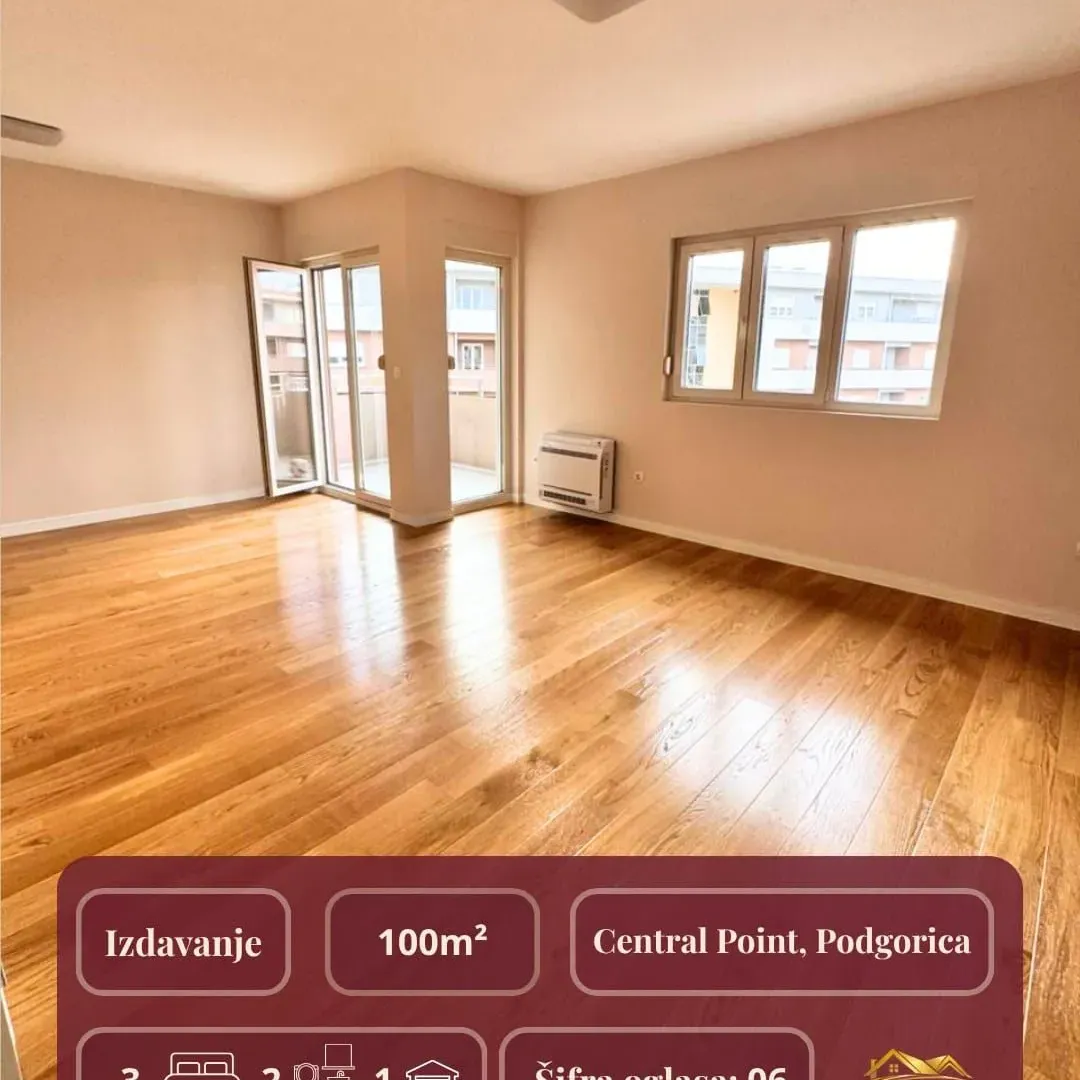 Rent, three bedroom apartment, 95m², Central Point, Podgorica