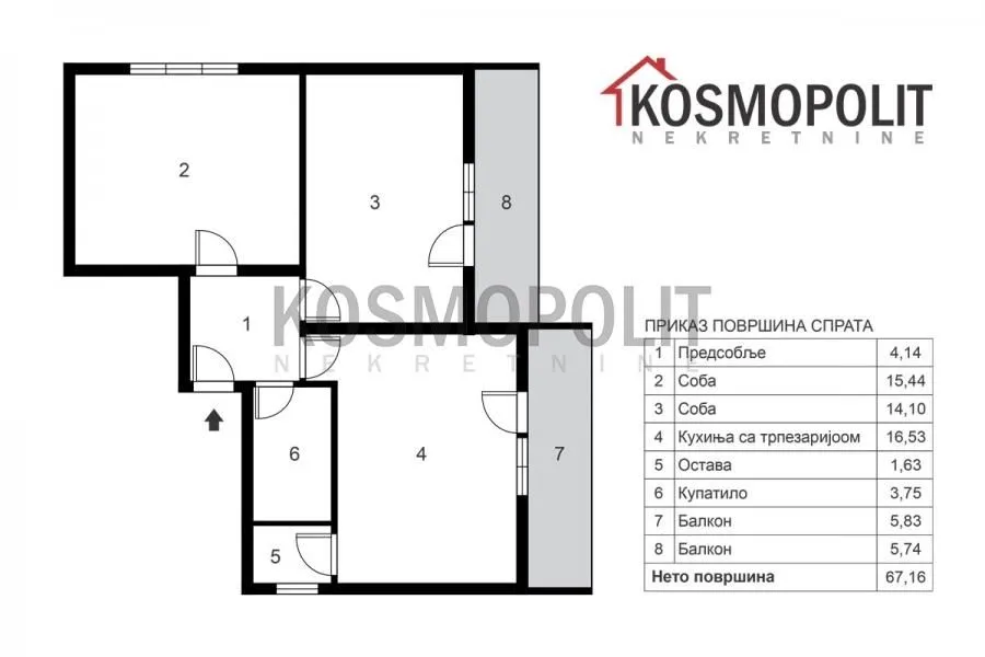 Sale, two bedroom apartment, 52m², Mirijevo 1, Mirijevo Sve Podlokacije
