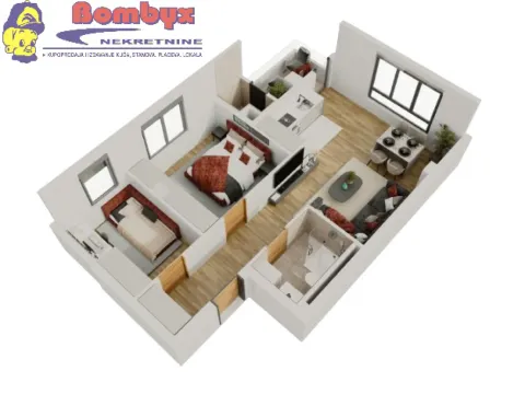 Sale, two bedroom apartment, 56m², Salajka, Novi Sad Sve Podlokacije