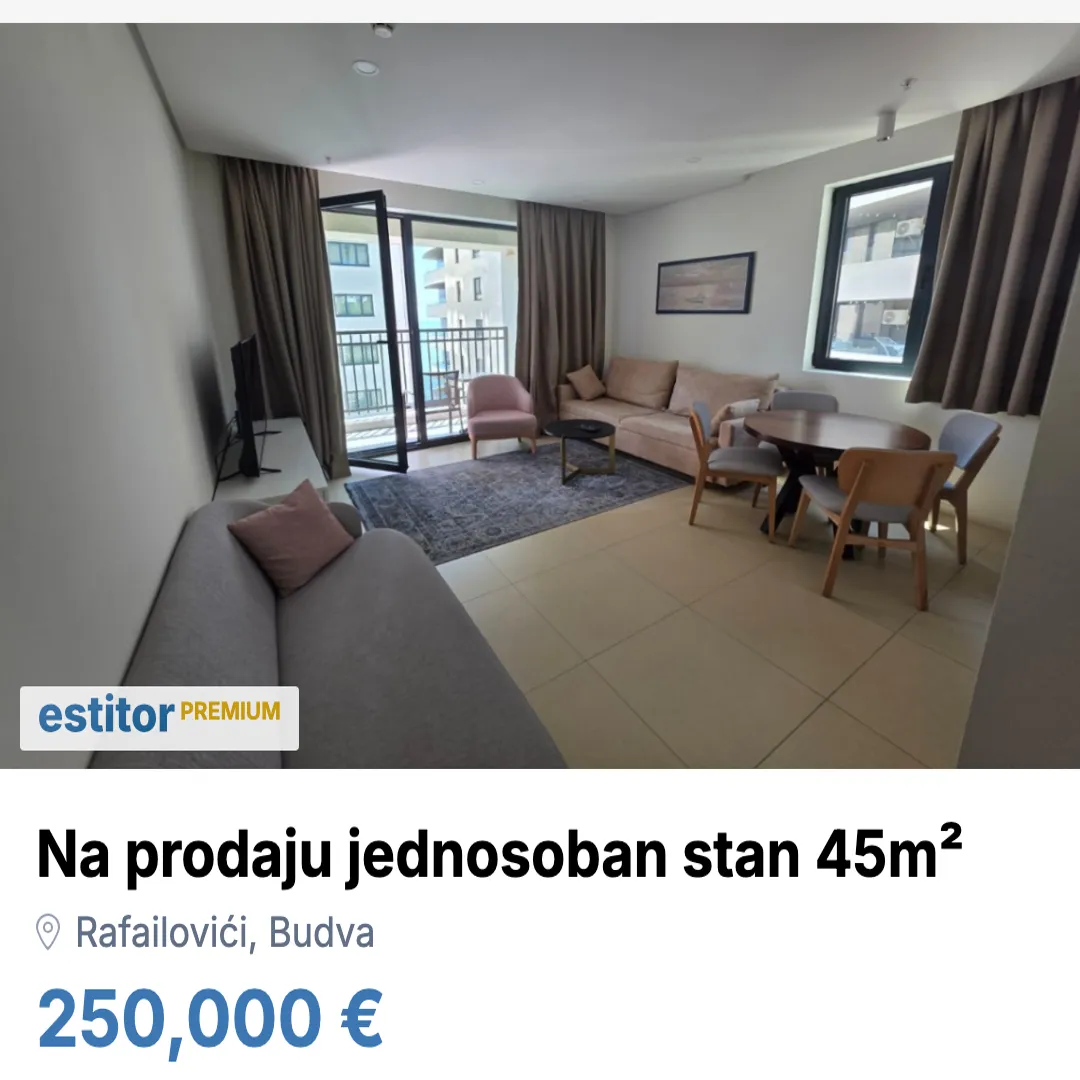 Sale, one bedroom apartment, 45m², Rafailovići, Budva
