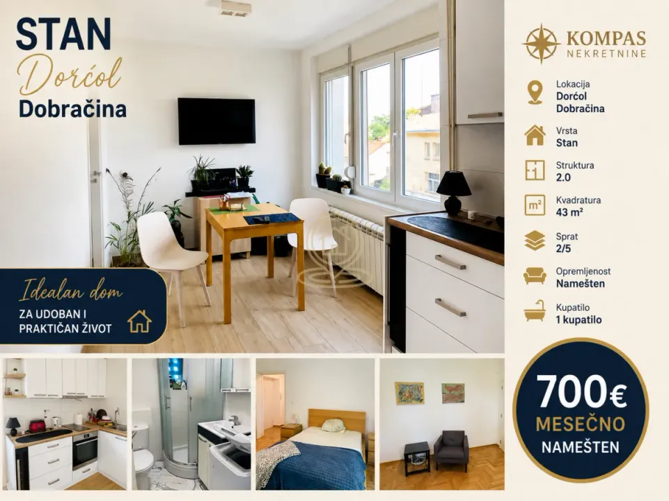 Rent, two bedroom apartment, 43m², Stari Grad, Beograd