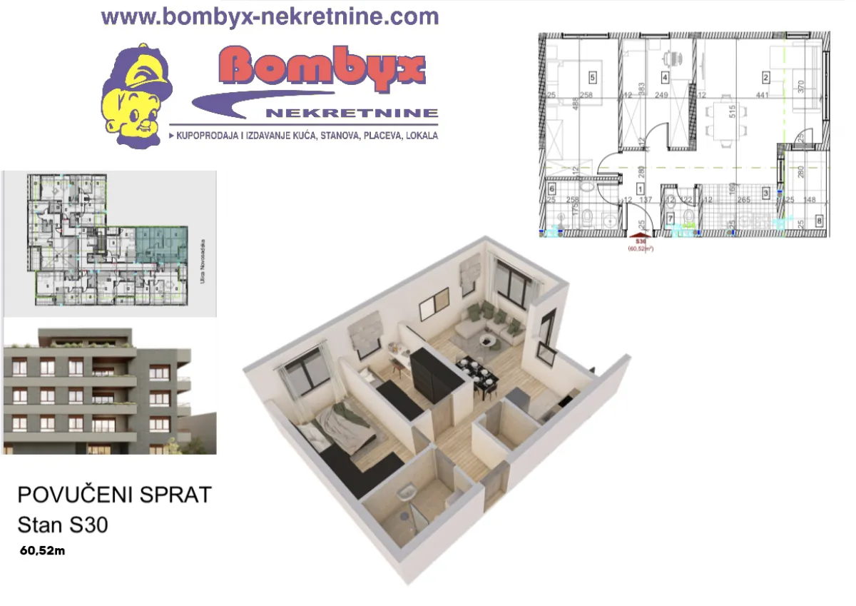 Prodaja, trosoban stan, 61m², Sremska Kamenica, Petrovaradin