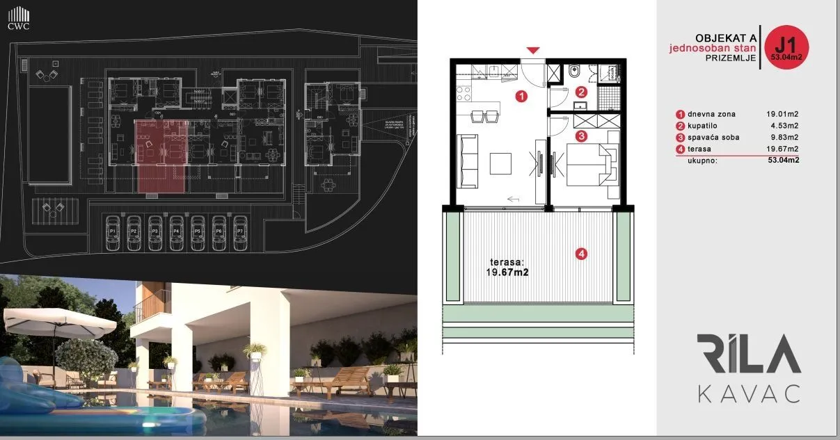Sale, two bedroom apartment, 54m², Kavač, Kotor