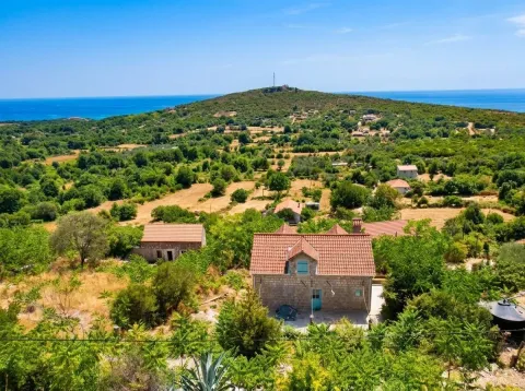 Aerial view of a stone house surrounded by greenery and nature. - image 22