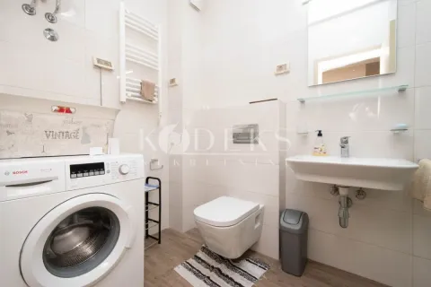 Bathroom equipped with sanitary ware and a washing machine. - image 9