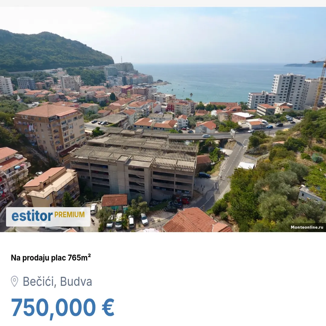 Prodaja, plac, 765m², Bečići, Budva