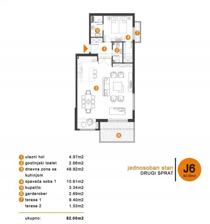 Sale, one bedroom apartment, 82m², Donja Lastva, Tivat