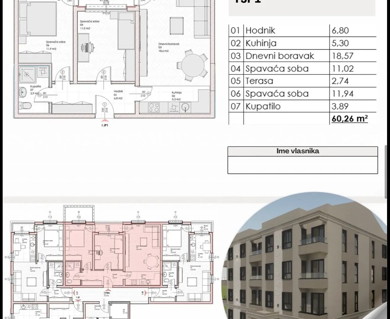 Prodaja, jednosoban stan, 41m², Zabjelo, Podgorica
