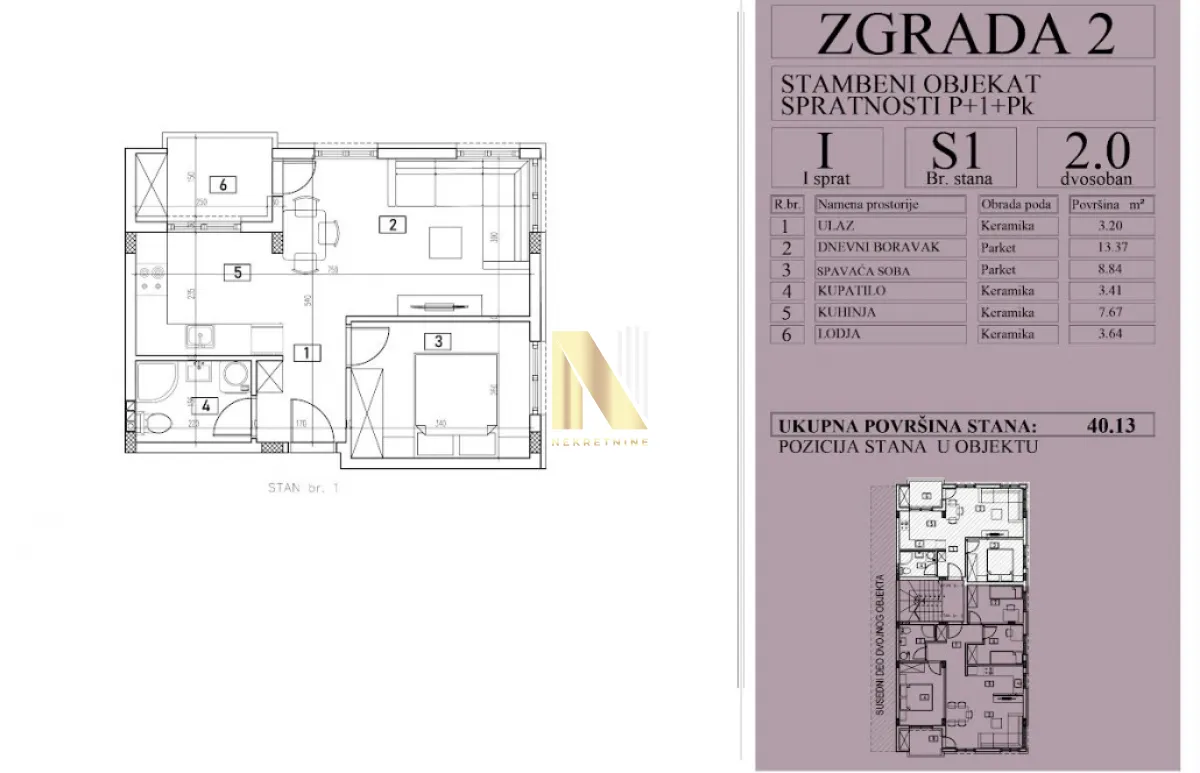 Prodaja, dvosoban stan, 39m², Adice, Novi Sad Sve Podlokacije