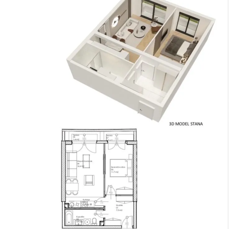Sale, one bedroom apartment, 40m², Centar, Bar