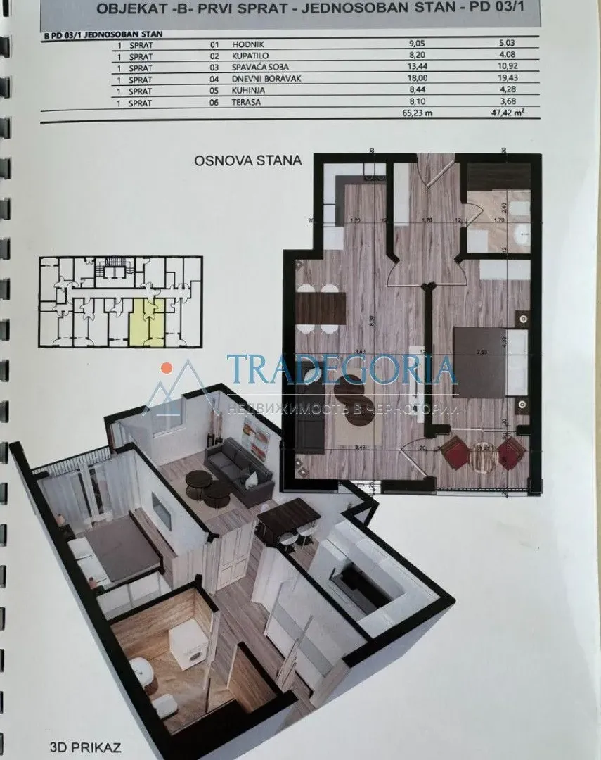 Prodaja, jednosoban stan, 47m², Bar, Crna Gora