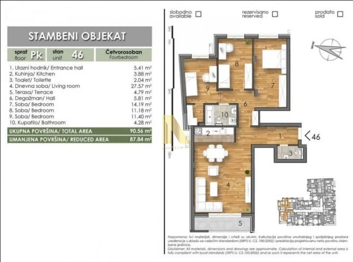Sale, four bedroom apartment, 91m², Bulevar Oslobodjenja, Novi Sad Sve Podlokacije