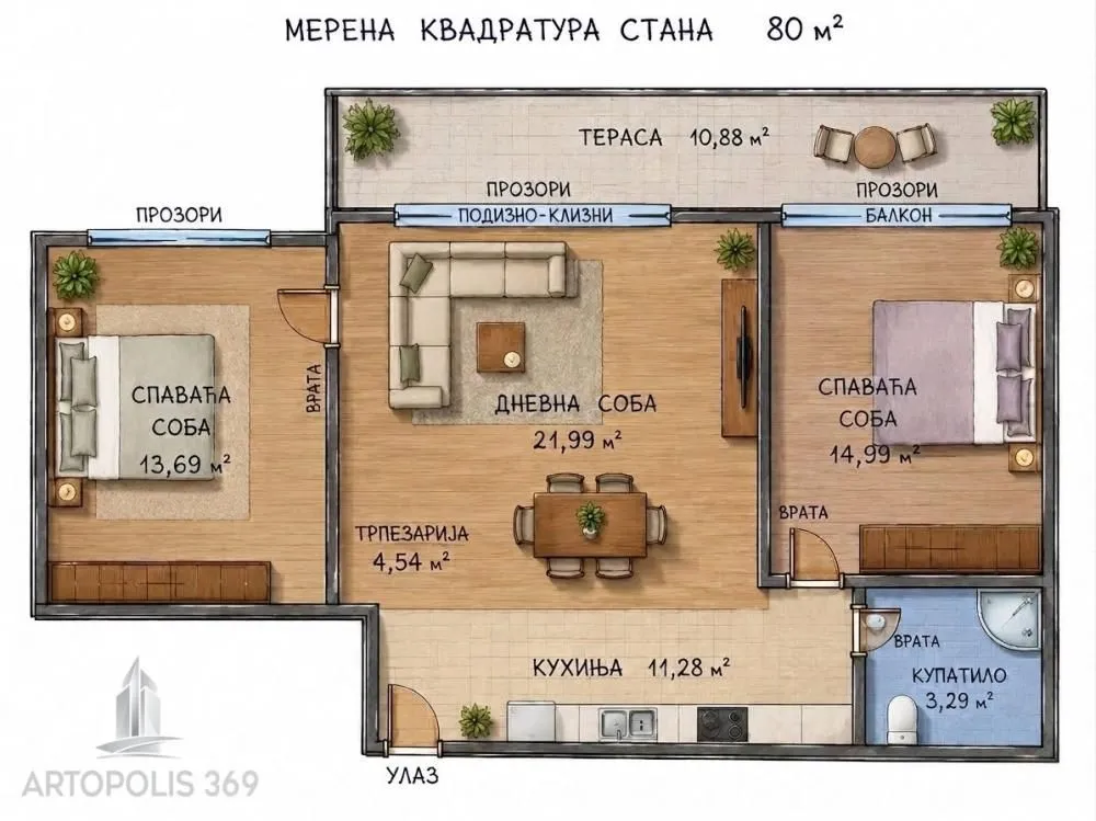 Prodaja, trosoban stan, 80m², Novi Beograd Blok 28, Novi Beograd Sve Podlokacije