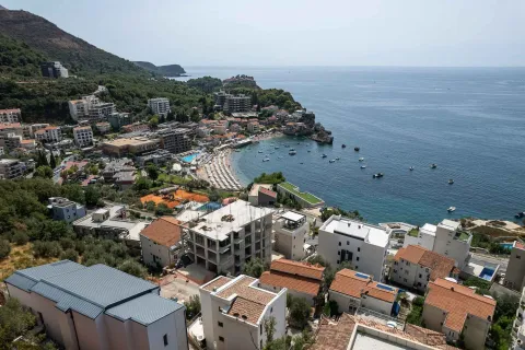 Pogled iz ptičije perspektive na obalu, plažu i naselje uz more. - image 3