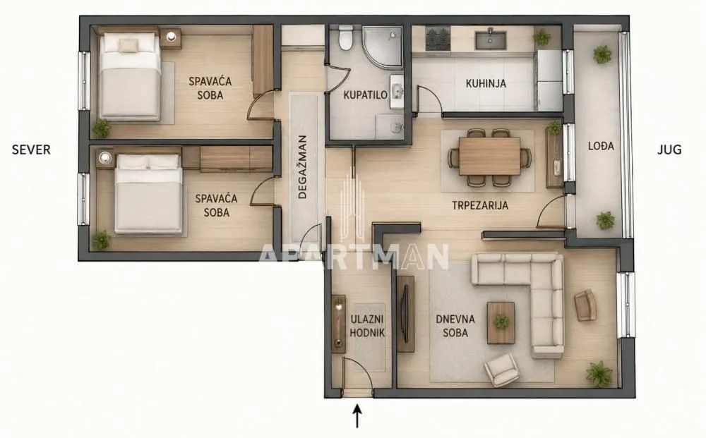 Sale, two bedroom apartment, 77m², Zemun Meandri, Zemun Sve Podlokacije