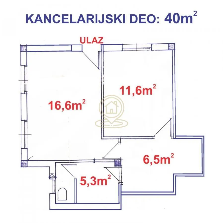 Floor plan of the property with marked room areas.