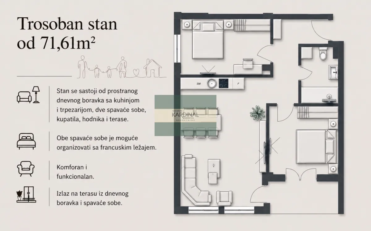 Prodaja, trosoban stan, 72m², Aqua park, Jagodina