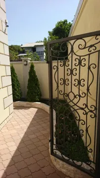 Popločana staza u dvorištu sa ukrasnom kapijom od kovanog gvožđa. - image 5