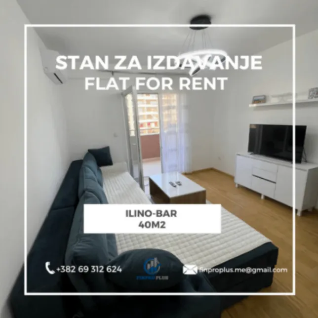 Izdavanje, jednosoban stan, 40m2, Ilino, Bar