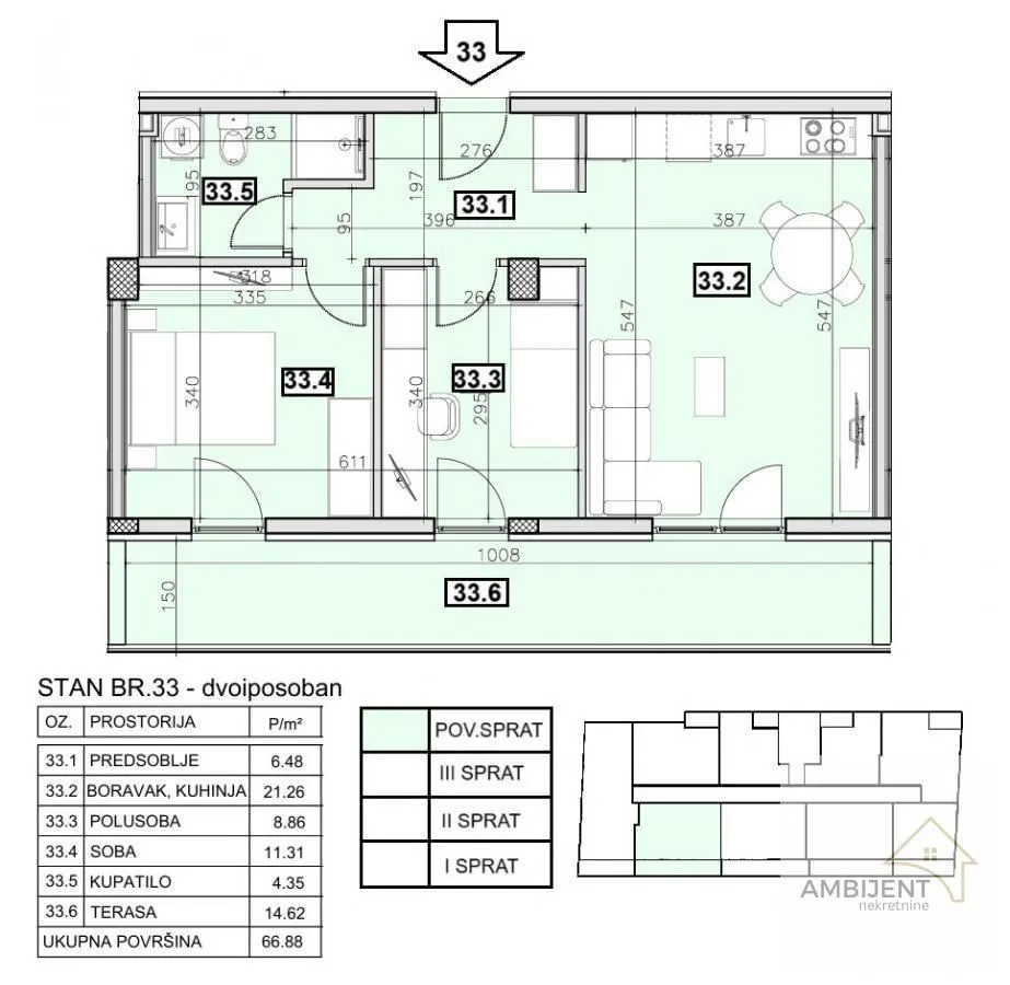 Sale, two bedroom apartment, 66m², Novi Beograd Sve Podlokacije, Beograd