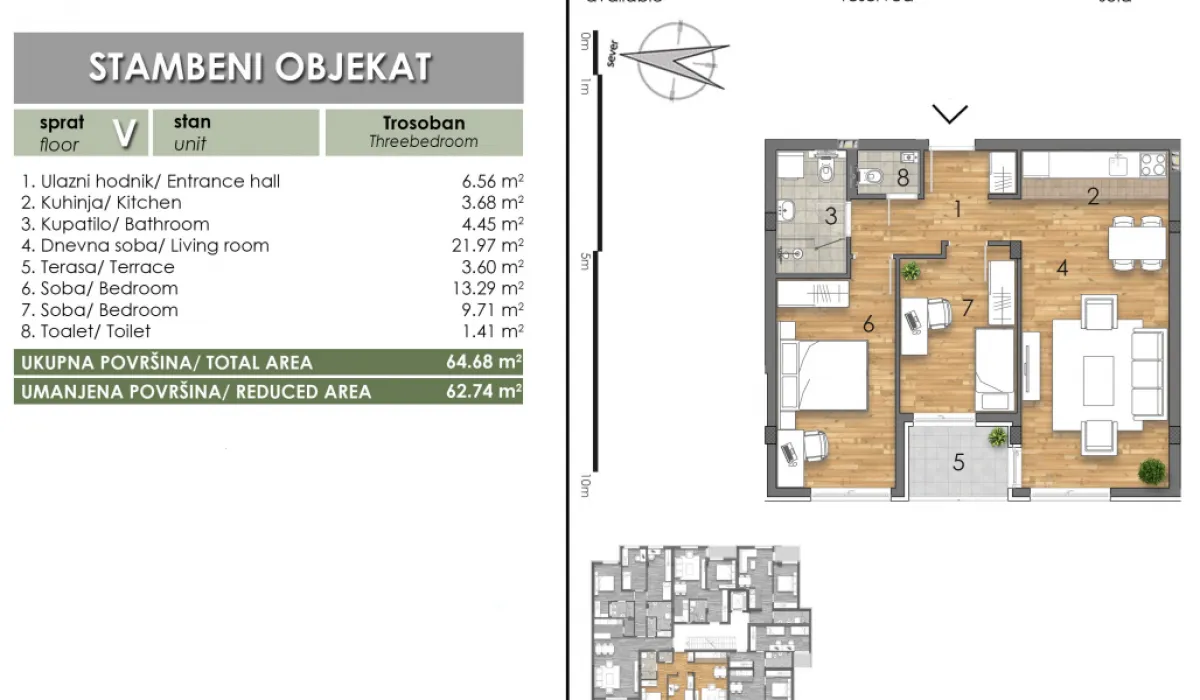 Prodaja, trosoban stan, 63m², Bulevar Oslobodjenja, Novi Sad Sve Podlokacije