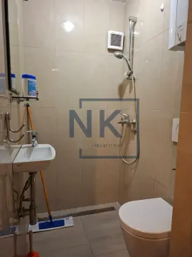 Compact bathroom with a shower enclosure, washbasin, and toilet. - image 5