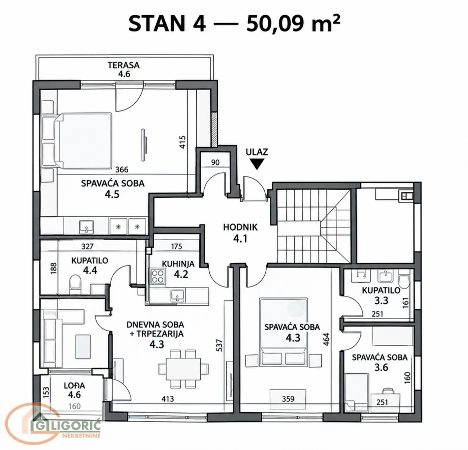 Sale, two bedroom apartment, 50m², Đeram Pijaca, Beograd