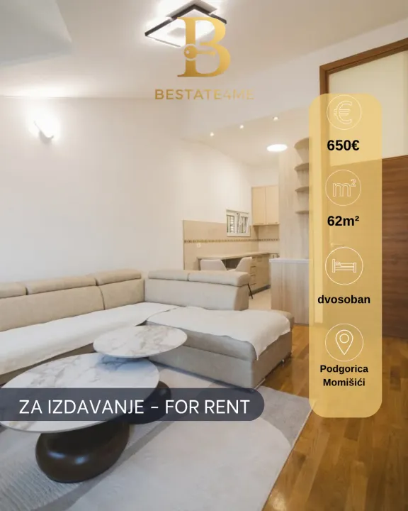 Rent, two bedroom apartment, 62m², Momišići, Podgorica