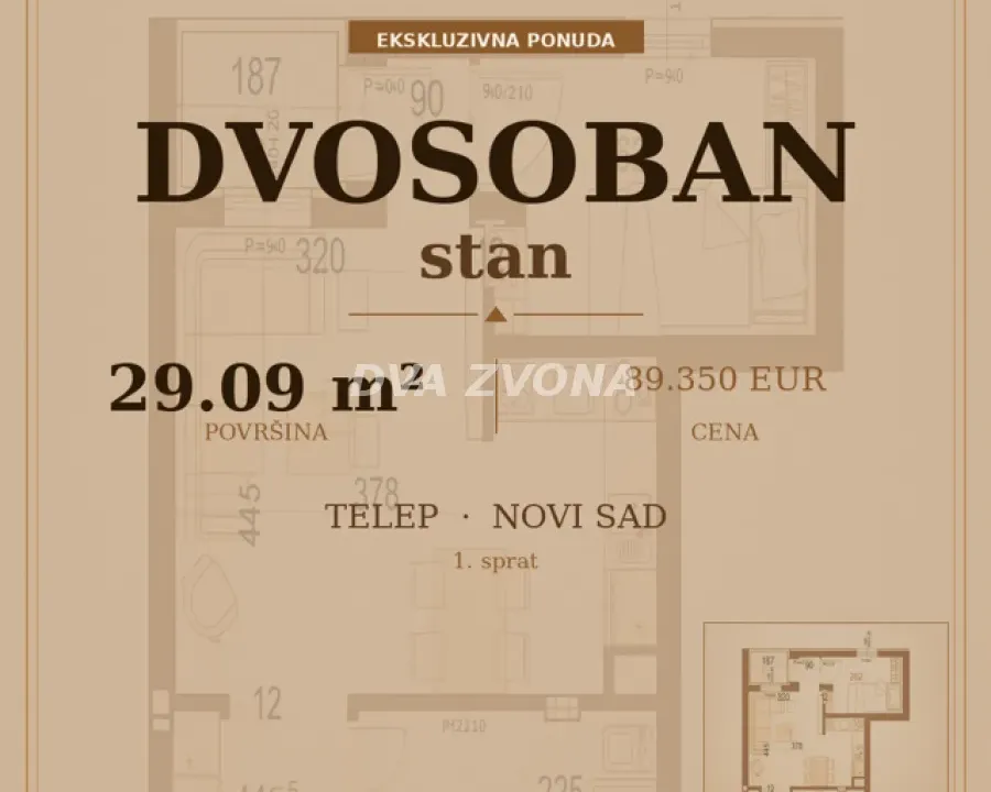 Prodaja, dvosoban stan, 29m², Telep, Novi Sad Sve Podlokacije