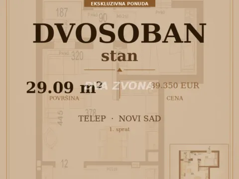 Prodaja, dvosoban stan, 29m², Telep, Novi Sad Sve Podlokacije - image 1