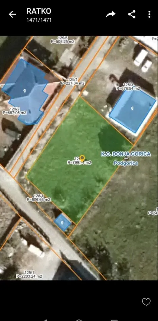 Prodaja, plac, 900m², Gornja Gorica, Podgorica