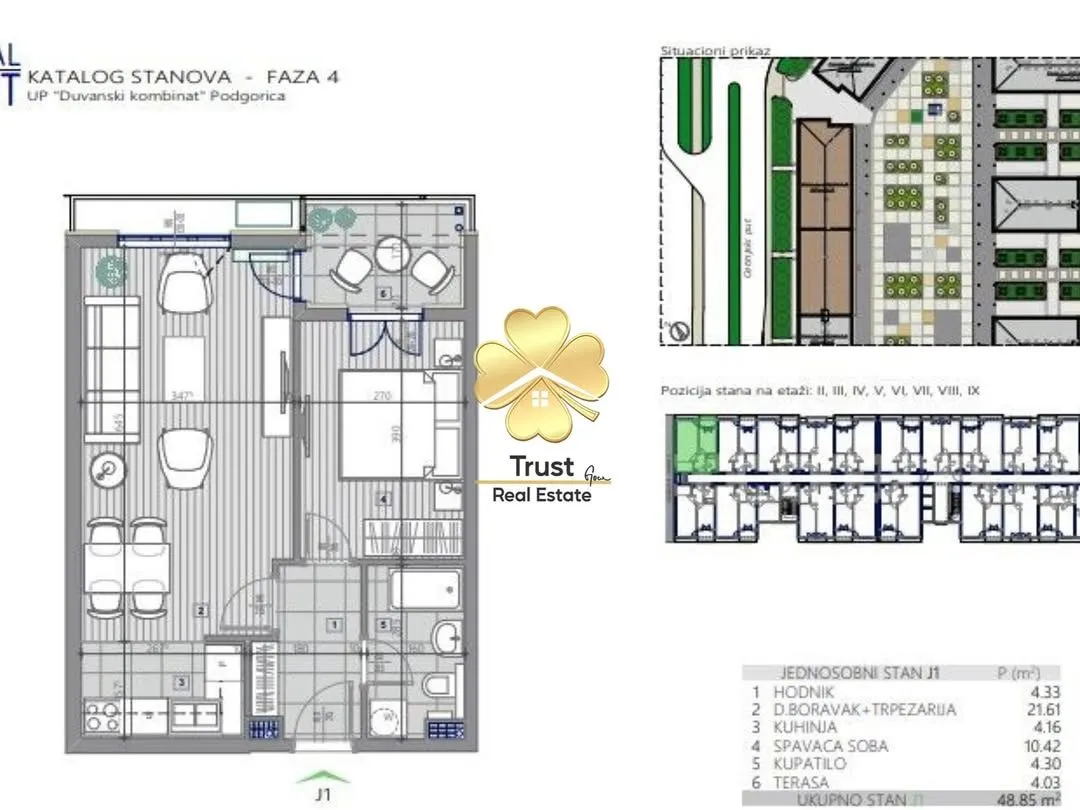 Prodaja, jednosoban stan, 49m², Central Point, Podgorica