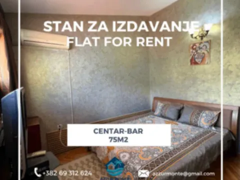 Izdavanje, dvosoban stan, 75m², Centar, Bar