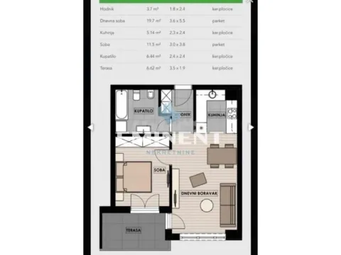 Izdavanje, dvosoban stan, 53m², Novi Beograd Blok 65, Novi Beograd Sve Podlokacije - image 12