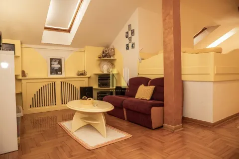 Dnevni boravak u potkrovlju sa garniturom i krovnim prozorom. - image 12