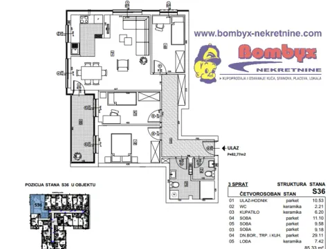 Sale, four bedroom apartment, 83m², Telep, Novi Sad Sve Podlokacije