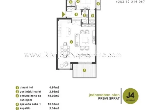 Sale, one bedroom apartment, 82m², Opatovo, Tivat - image 4